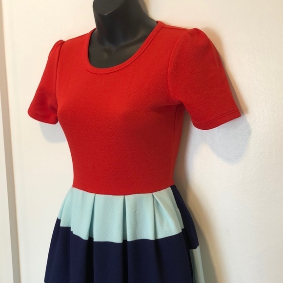 LulaRoe Blue & Red Dress XXS - Picture 3 of 8